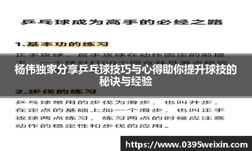 杨伟独家分享乒乓球技巧与心得助你提升球技的秘诀与经验