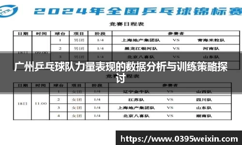 广州乒乓球队力量表现的数据分析与训练策略探讨