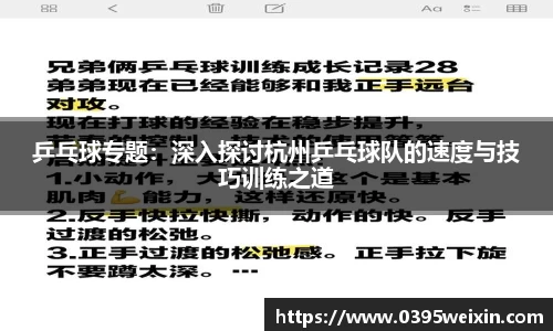 乒乓球专题：深入探讨杭州乒乓球队的速度与技巧训练之道