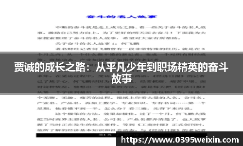 贾诚的成长之路：从平凡少年到职场精英的奋斗故事